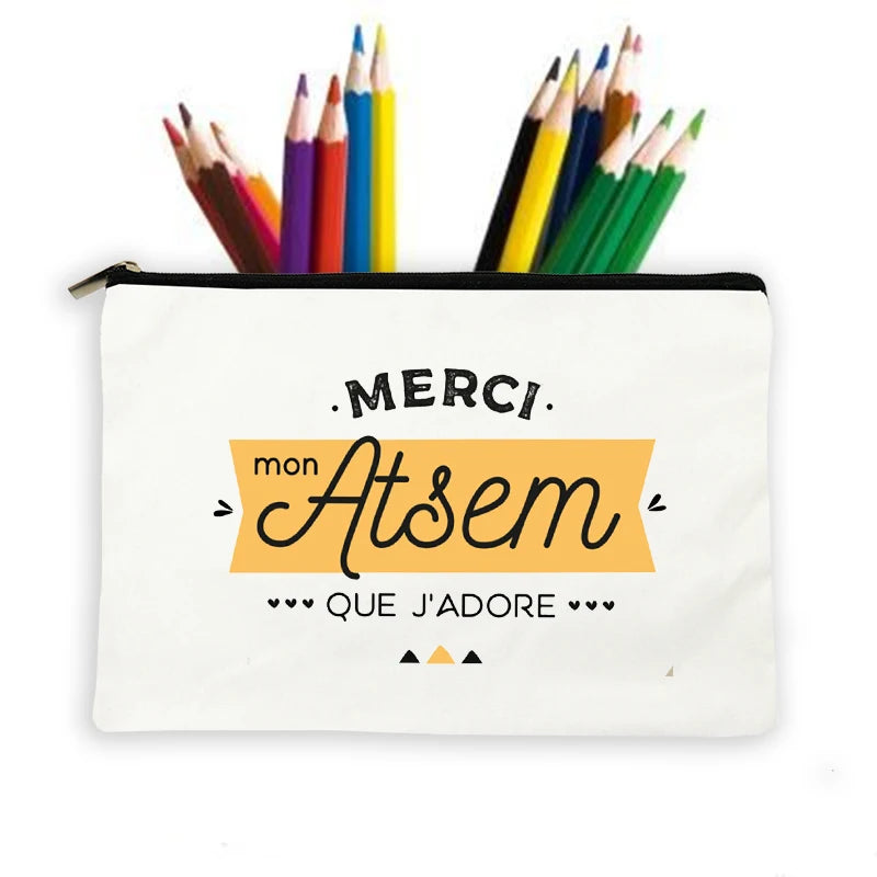 Atsem French Print Makeup Wash Pouch Storage Bags