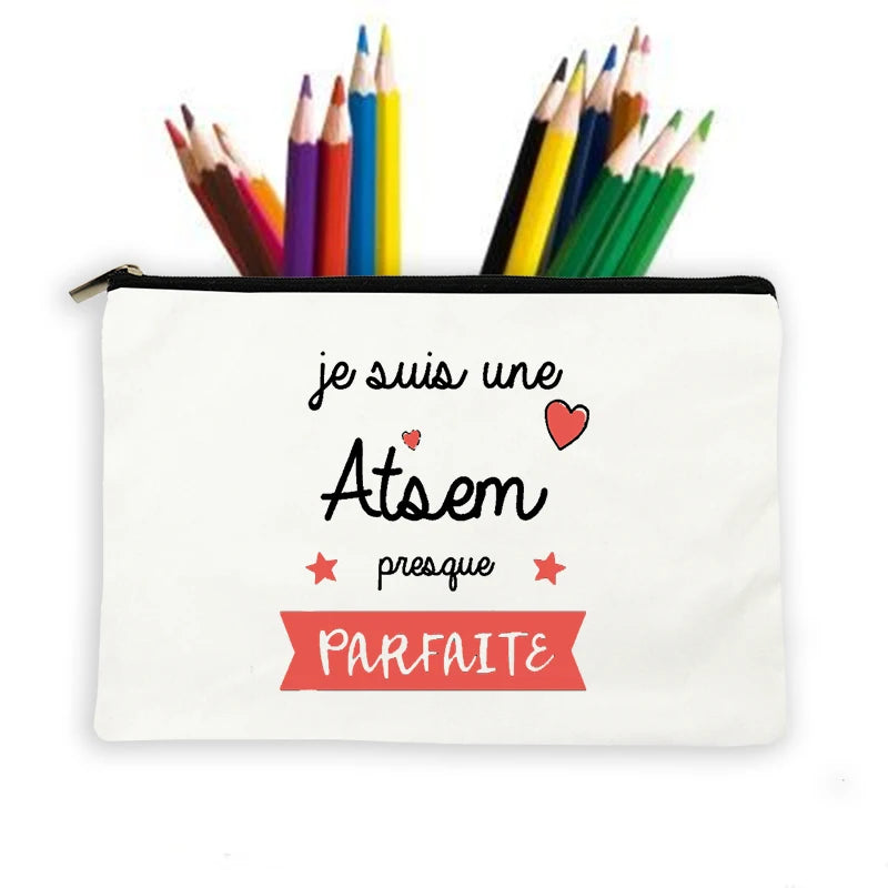 Atsem French Print Makeup Wash Pouch Storage Bags