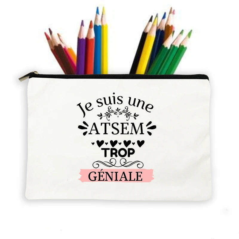 Atsem French Print Makeup Wash Pouch Storage Bags