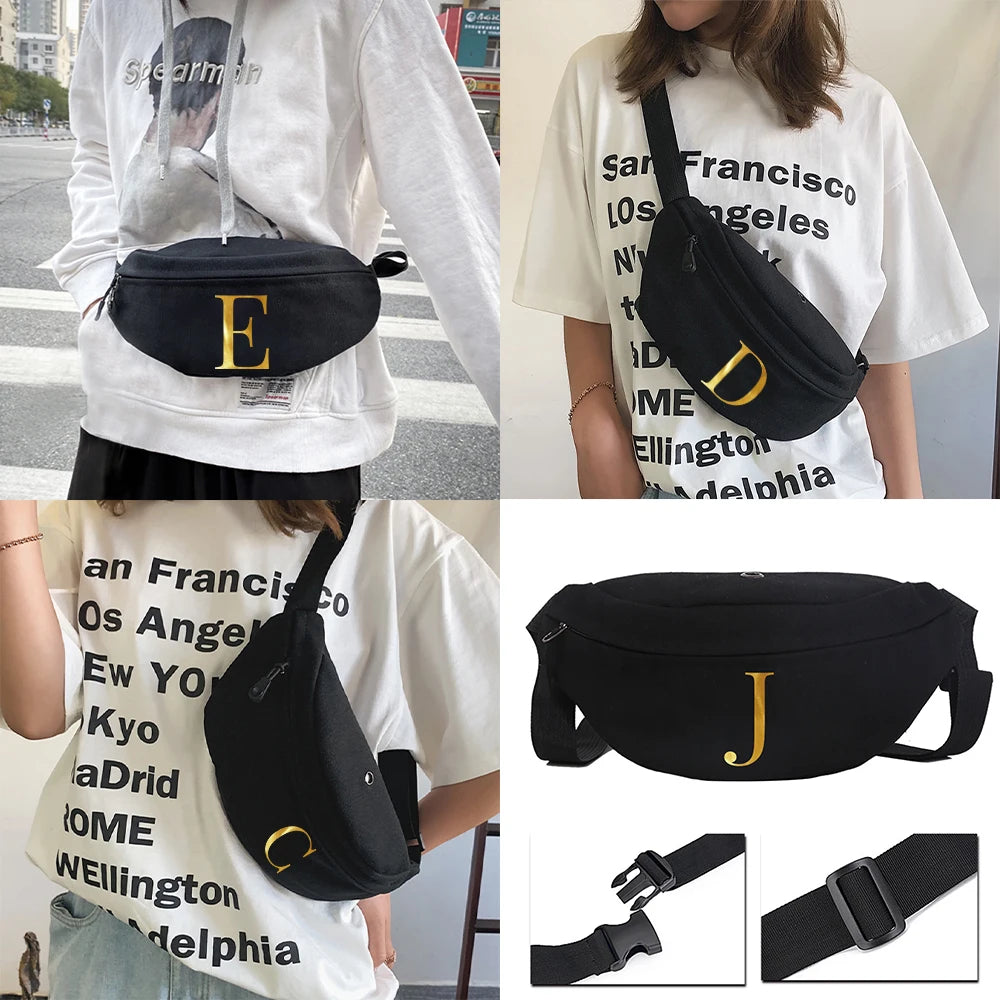 Golden Printed Pattern Unisex Crossbody Bag Shoulder Bag