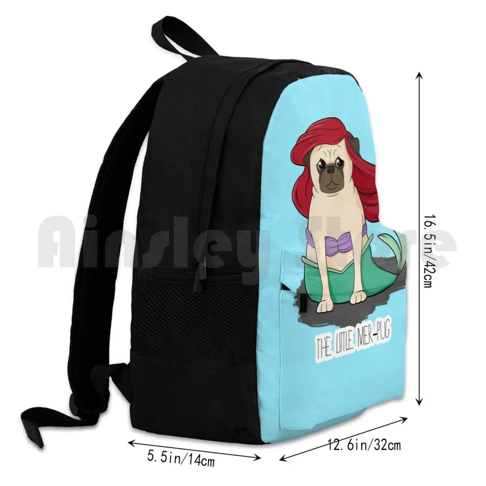 Mer-Pug Outdoor Hiking Backpack Waterproof Camping Travel Pug Funny Parody