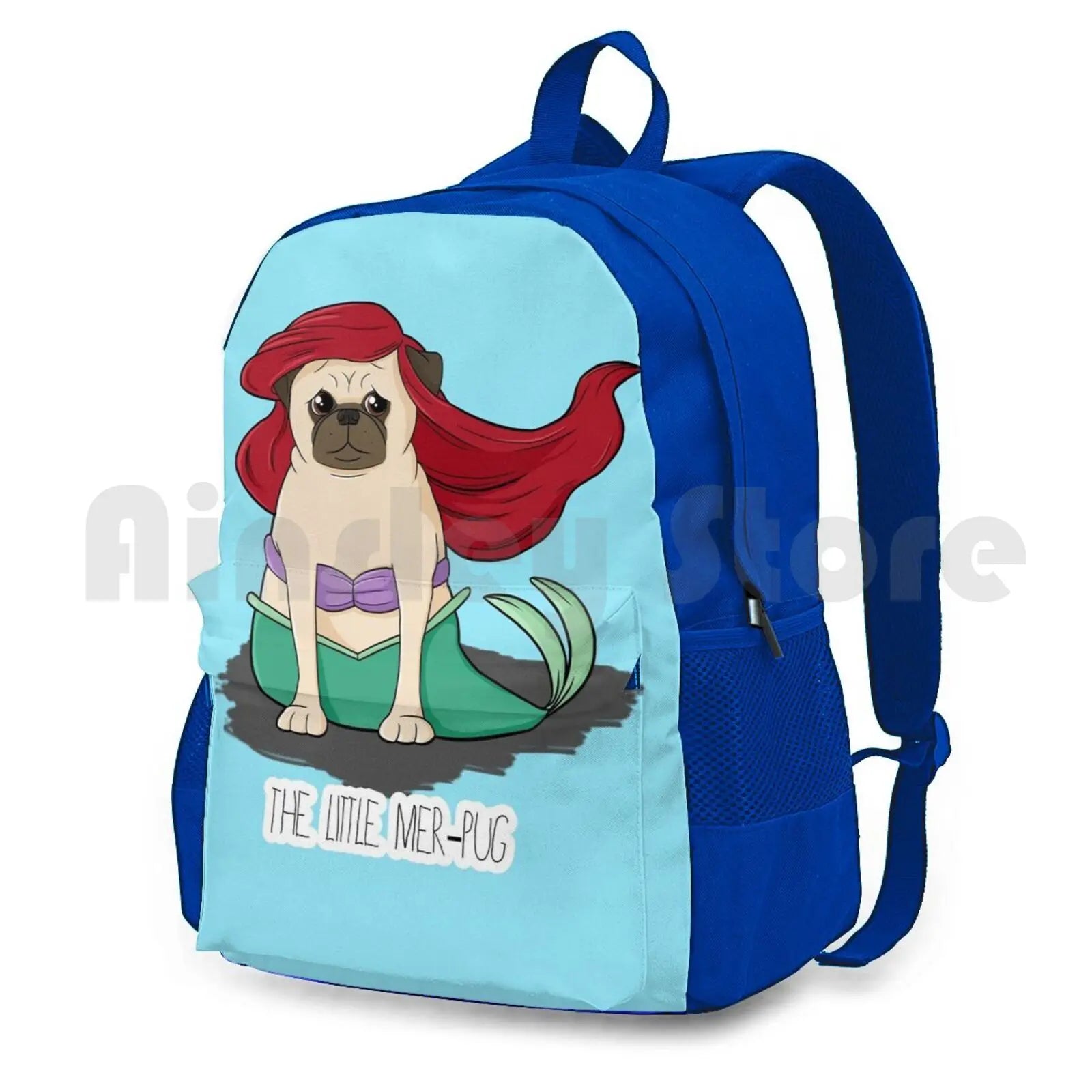 Mer-Pug Outdoor Hiking Backpack Waterproof Camping Travel Pug Funny Parody