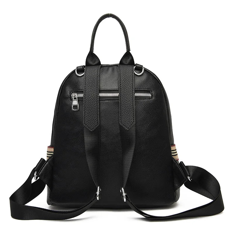 Women's Leather Backpack Large Capacity School Bag for Teenage Girls