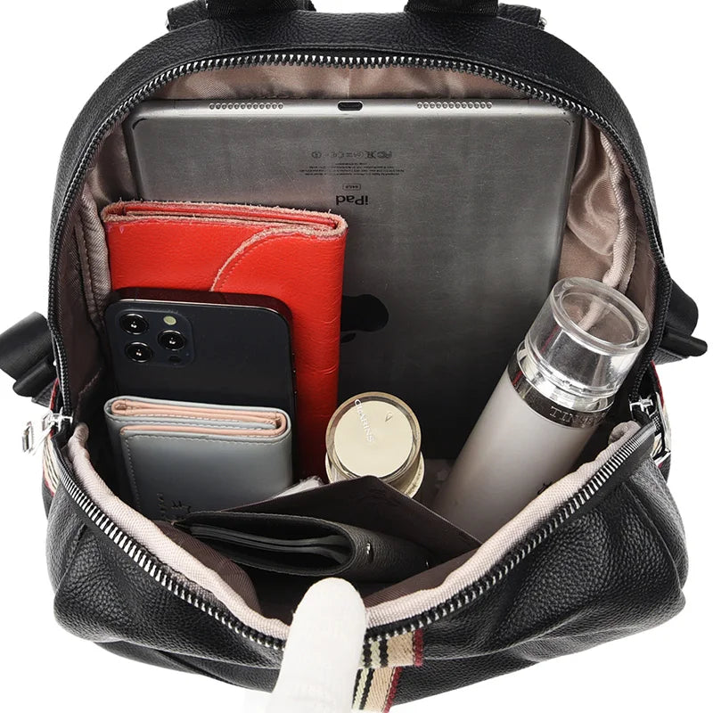 Women's Leather Backpack Large Capacity School Bag for Teenage Girls