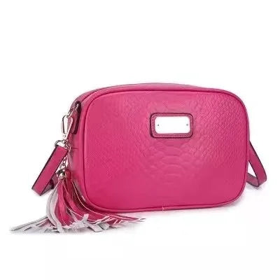 Versatile Snake Fringed Shoulder Cross-body Bag Small Square Bag