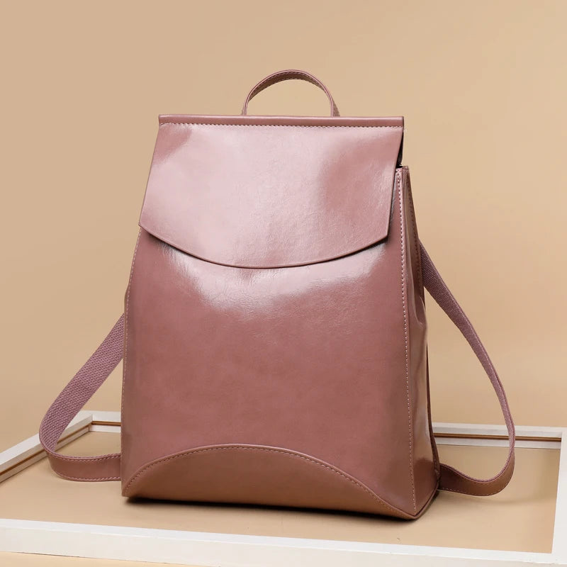 Girls Youth Leather School Backpack Shoulder Bag