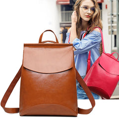 Girls Youth Leather School Backpack Shoulder Bag
