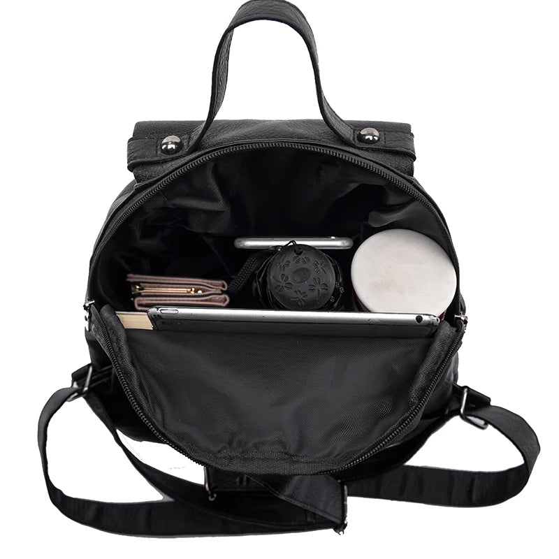 PU Women Backpack High Soft Leather School Bags For Girls