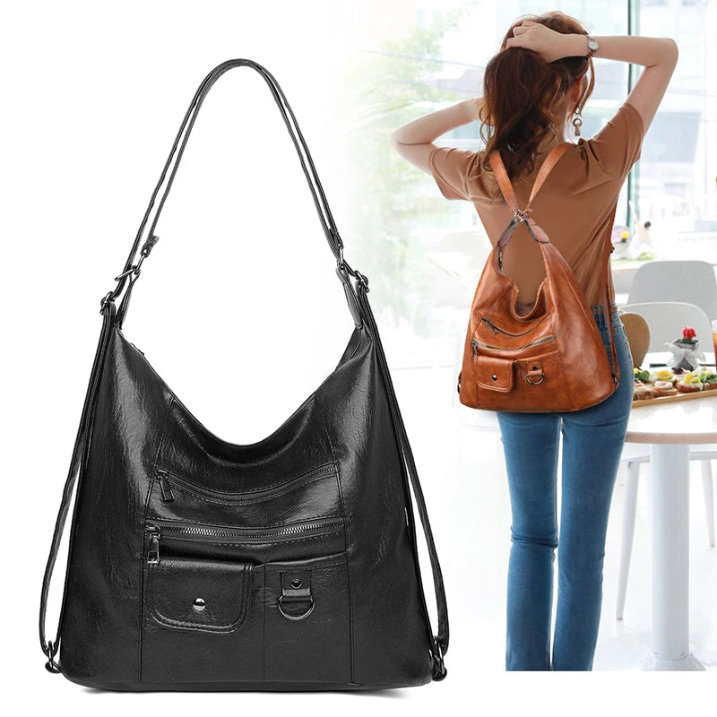 PU Women Shoulder Bags High Multifunction Women Back Pack For Students School Tr