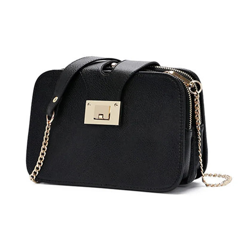 Women's Shoulder Bag Metal Buckle Chain Handbag Clutch