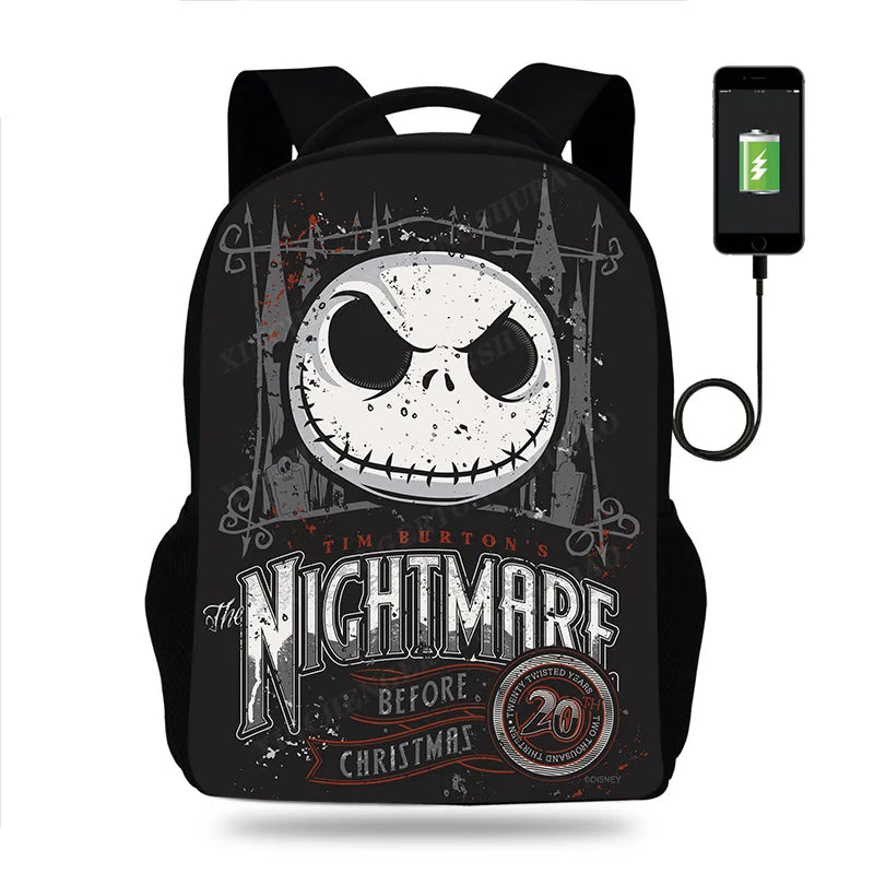 Nightmare Before Christmas Backpack Kids School Bag 3D Prints with USB