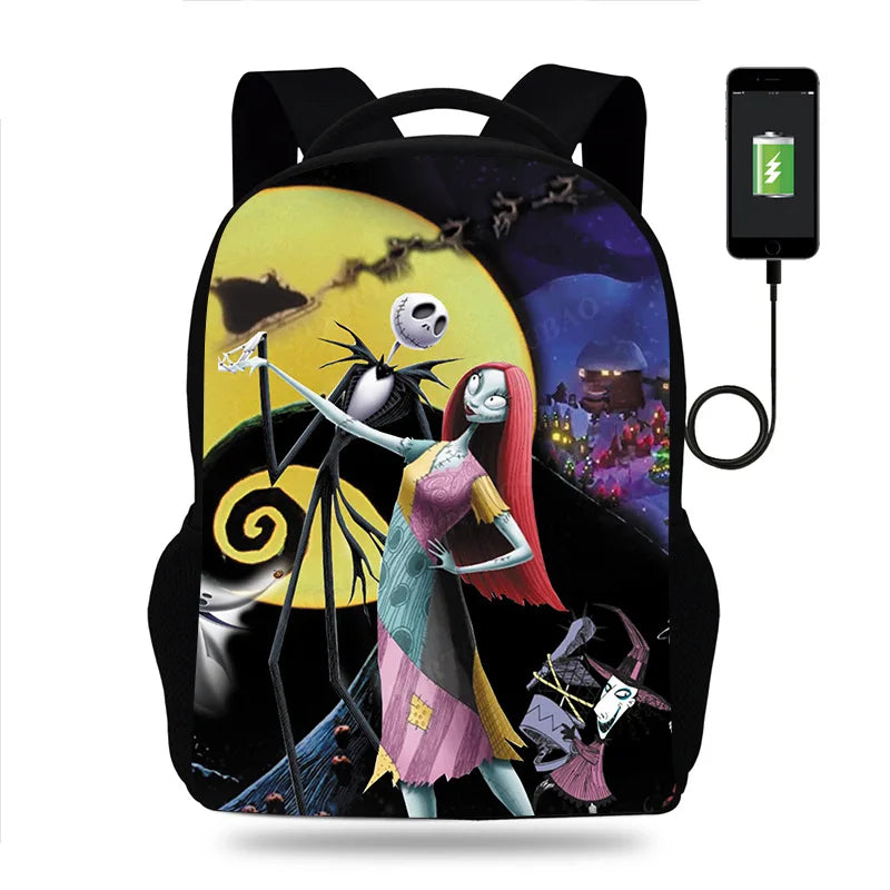 Nightmare Before Christmas Backpack Kids School Bag 3D Prints with USB