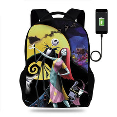 Nightmare Before Christmas Backpack Kids School Bag 3D Prints with USB
