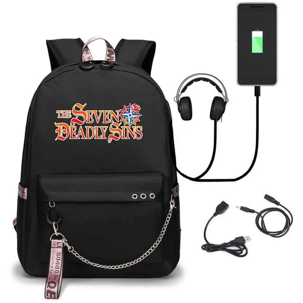 Nanatsu No Taizai Print Backpack Student Pocket Bag School Bags
