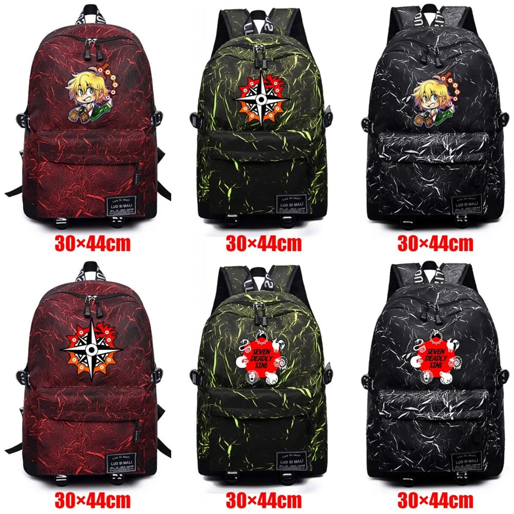 Seven Deadly Sins Fabric Schoolbag Unisex Backpack for Teens