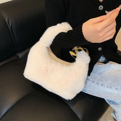 Plush Tote Bags Faux Fur Lady Shoulder Bag Female Winter Purses