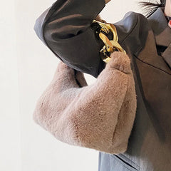 Plush Tote Bags Faux Fur Lady Shoulder Bag Female Winter Purses