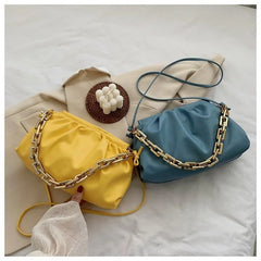 Thick Chain Shoulder Bag For Women Pleated Cloud Bag Crossbody Bag