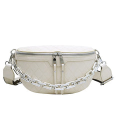 Thick Chain Waist Bag Leather Women Fanny Pack Crossbody Chest Bags