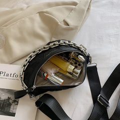 Plaid Nylon Waist Bag Thick Chain Women's Fanny Pack Casual Handbag Purse