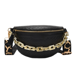 Plaid Leather Waist Bag Chain Fanny Pack Women