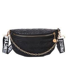 Plaid Leather Waist Bag Thick Chain Women's Fanny Pack