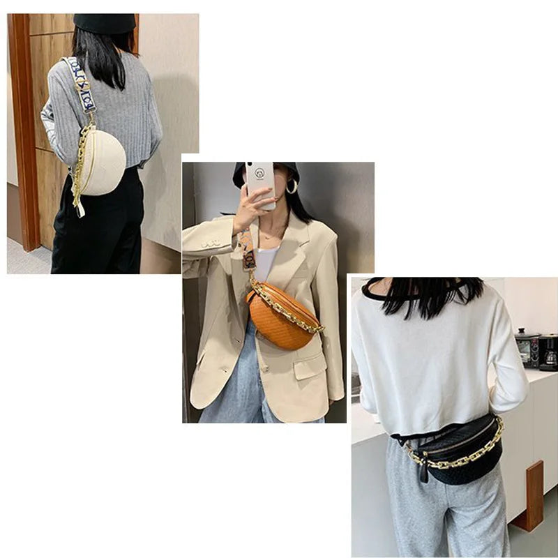 Plaid Leather Fanny Pack Waist Bag Shoulder Crossbody Chest Bags