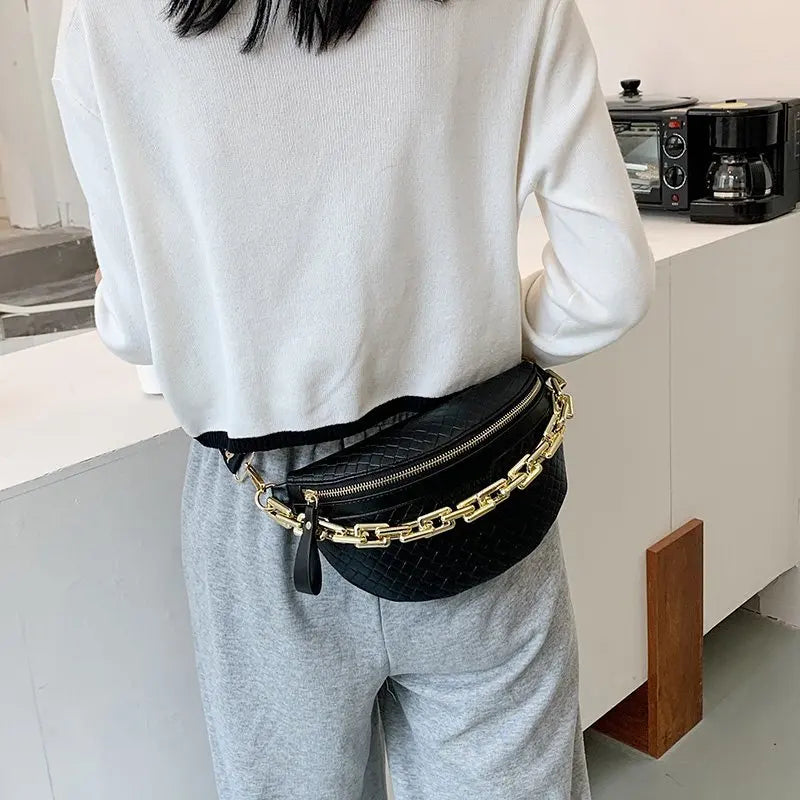 Plaid Leather Fanny Pack Waist Bag Shoulder Crossbody Chest Bags