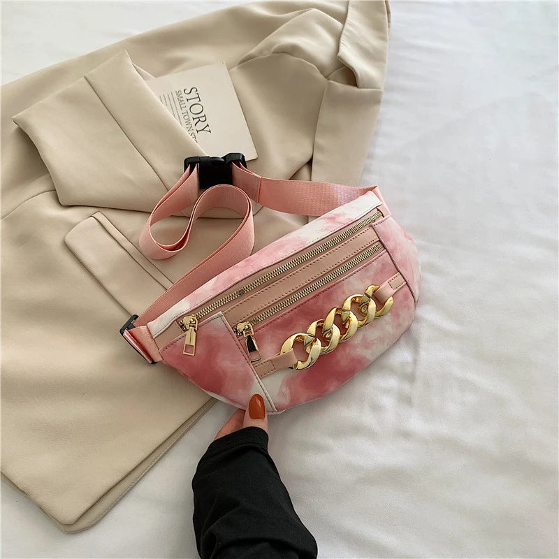 Thick Chain Women's Waist Bag Fanny Pack Crossbody Chest Bag