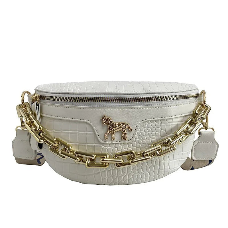 Thick Chains Leather Waist Bag Shoulder Chest Bags Women Fanny Packs