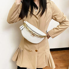 Thick Chains Leather Waist Bag Shoulder Chest Bags Women Fanny Packs