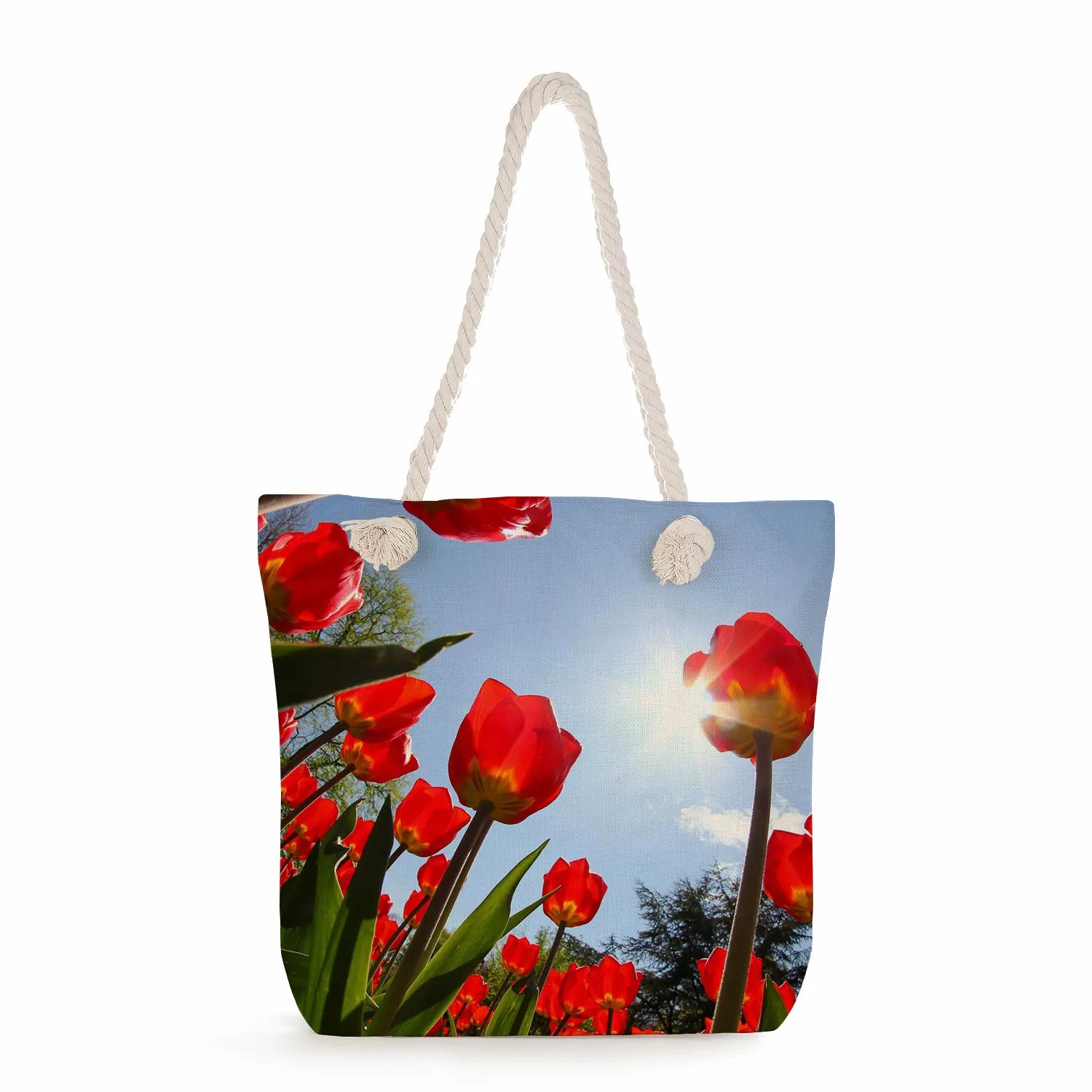 Thick Rope Shoulder Bag Casual Shopping Tote High Capacity Travel Beach Bag