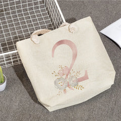 Thick Rope Shoulder Bag Floral Print Handbag Casual Totebag Women Travel Bag