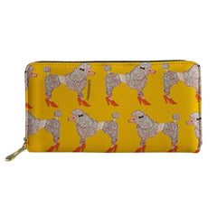 Thikin Poodle Long Wallet for Lady 3D Dog Animals Paint Women Purse