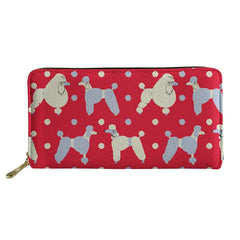 Thikin Poodle Long Wallet for Lady 3D Dog Animals Paint Women Purse