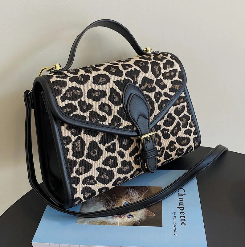 Leopard Print Square Bag Women Shoulder Messenger Bag