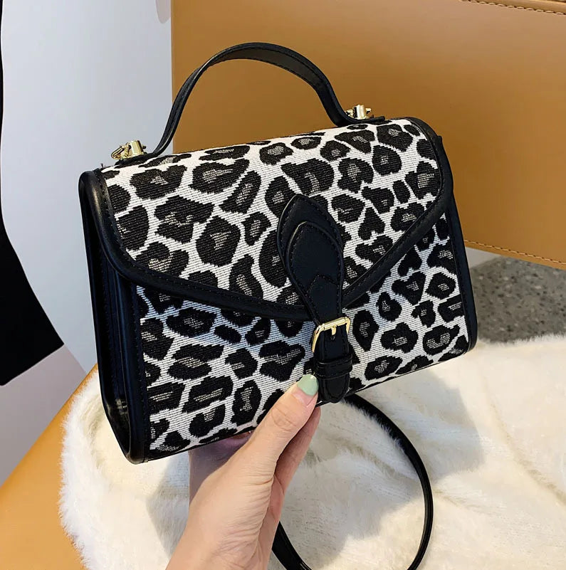Leopard Print Square Bag Women Shoulder Messenger Bag