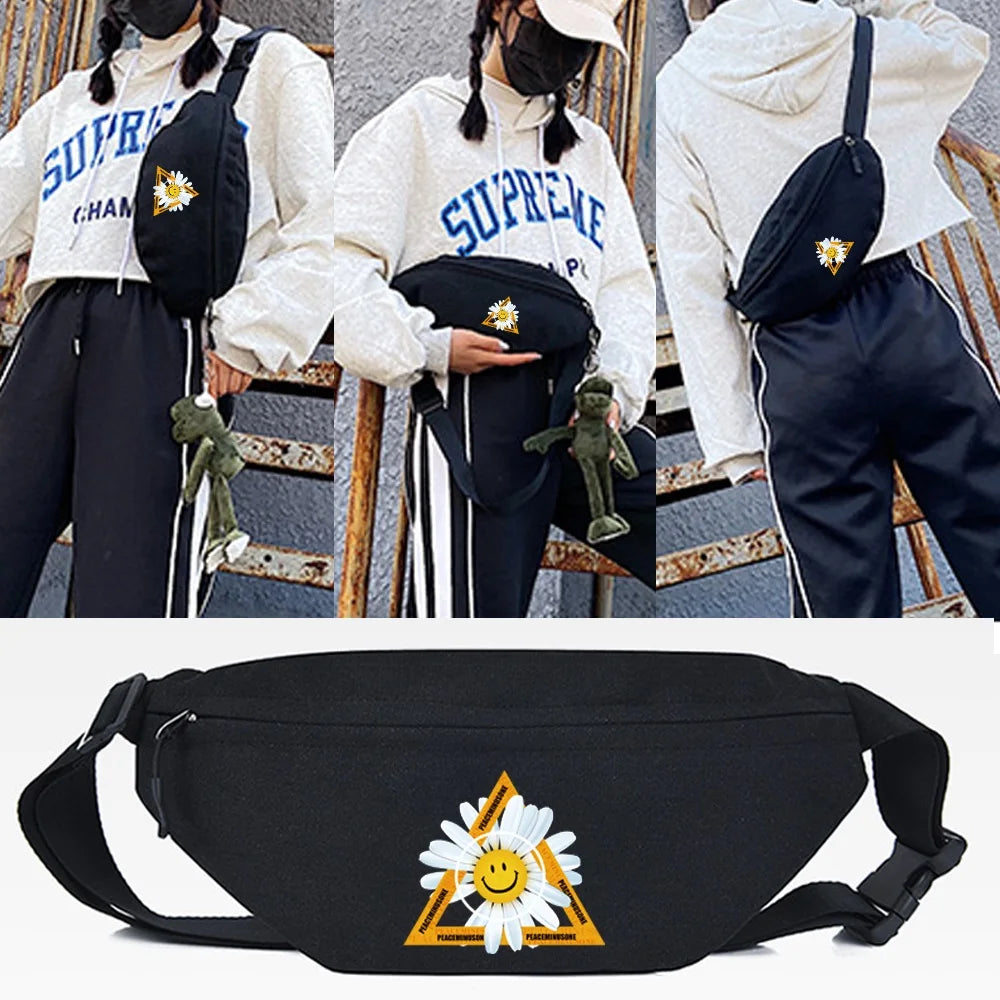 Three Daisies Print Waist Bag Outdoor Chest Pack Riding Crossbody Fanny Pack Sho