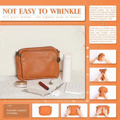 Three-Layer Leather Crossbody Shoulder Clutch Bag Women Handbag