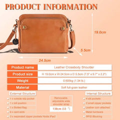 Three-Layer Leather Crossbody Shoulder Clutch Bag Women Handbag