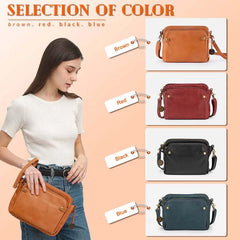 Three-Layer Leather Crossbody Shoulder Clutch Bag Women Handbag