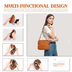 Three-Layer Leather Crossbody Shoulder Clutch Bag Women Handbag