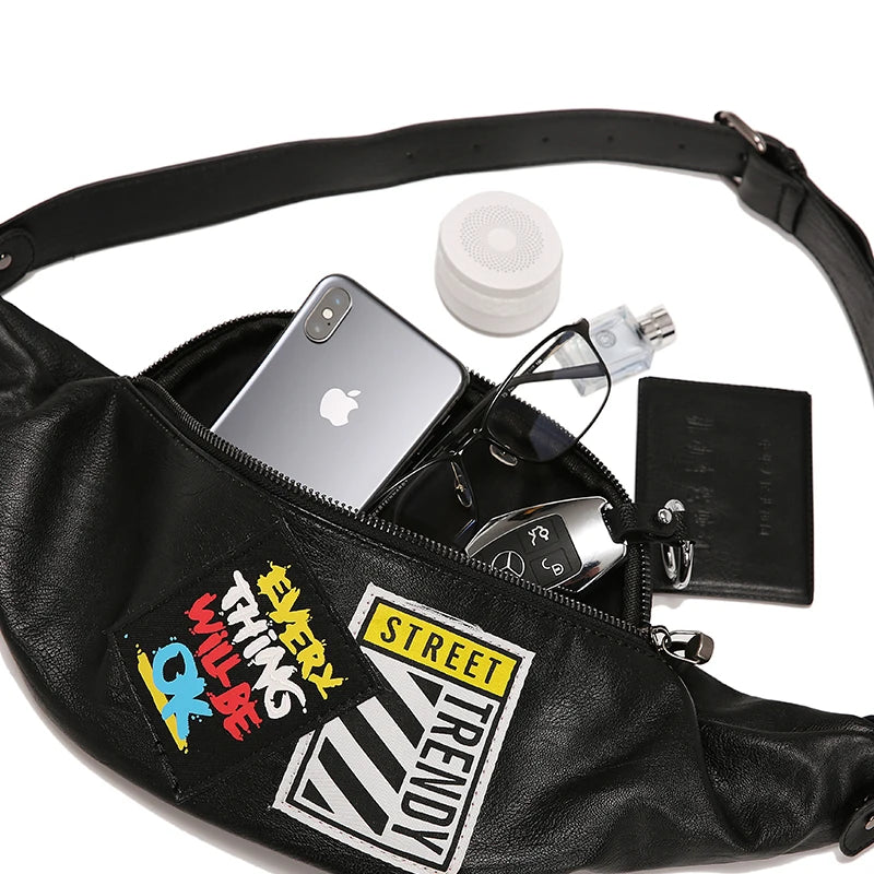Personality Pattern Leather Chest Bag