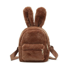 Rabbit Ears Tie Dye Plush Backpack for Women Furry Mini Backpack