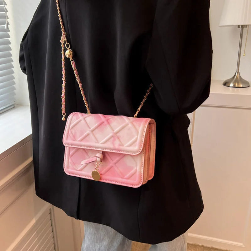 Tie-dye Shoulder Bag Crossbody Chain Flap Large Capacity Handbag