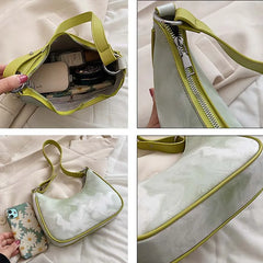 Retro Tie-Dye Shoulder Bag Women Underarm PU Leather Zipper Handbag