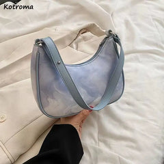 Retro Tie-Dye Shoulder Bag Women Underarm PU Leather Zipper Handbag