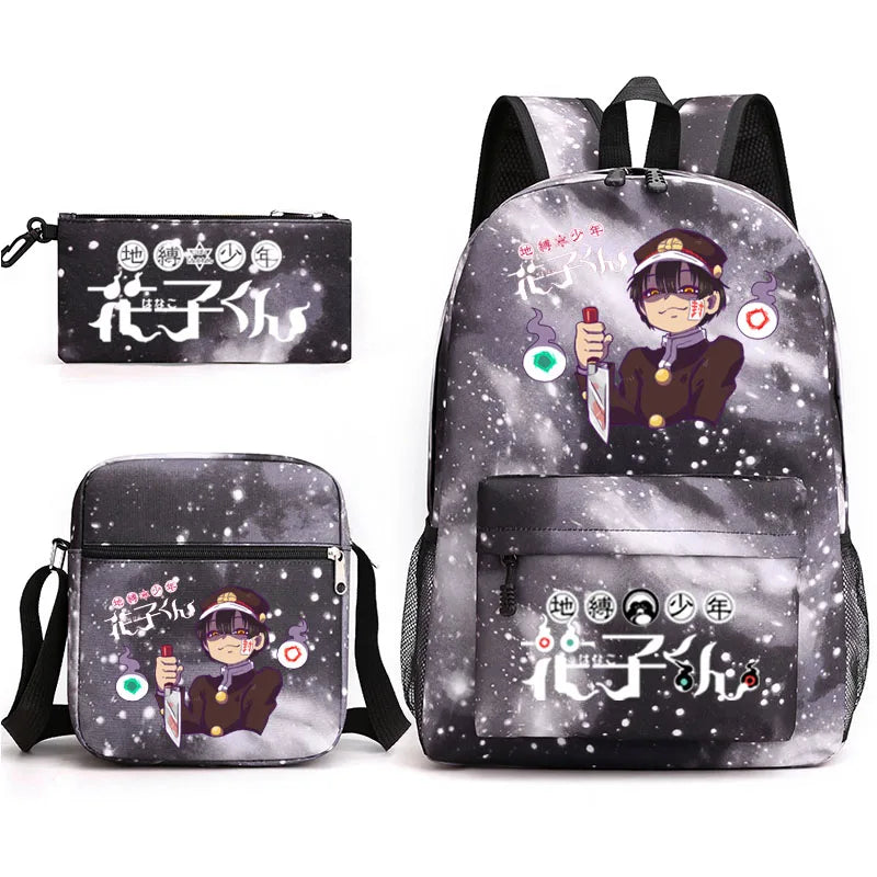 Toilet-Bound Hanako 3-Piece School Bag Set Large Capacity Leisure Backpack
