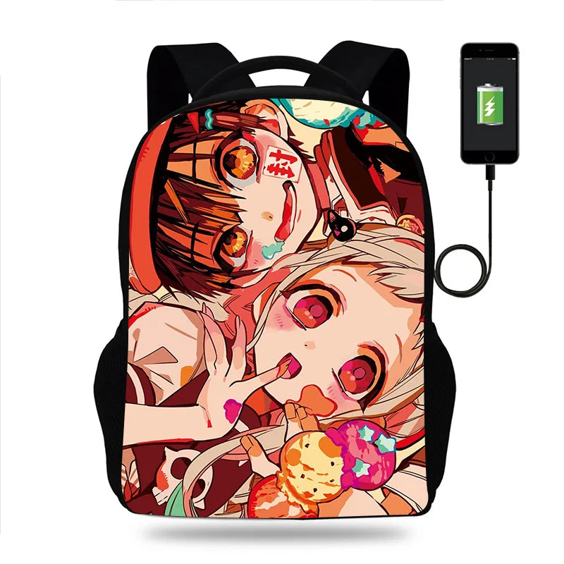 Hanako-kun USB Backpack for Teenagers School Bags Laptop Mochila