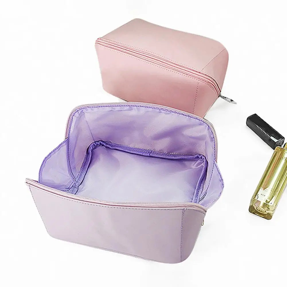 Matte Waterproof Large Capacity Faux Leather Toiletry Bag